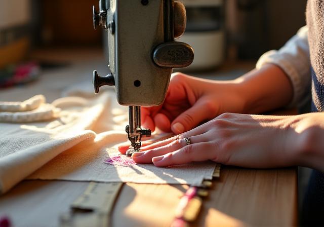 Skilled tailor carefully measuring a garment for repair